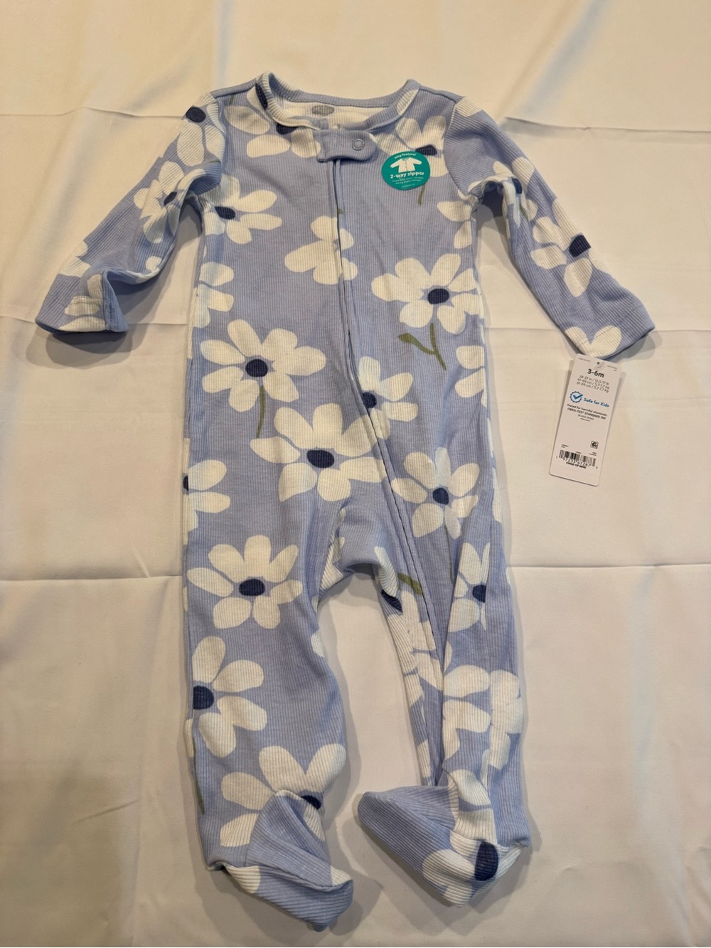 Carter’s Zip Sleeper - Light Blue White Daisies NWT